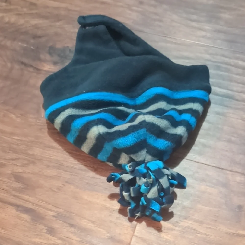 Striped Blue and‎ Black Winter Hat